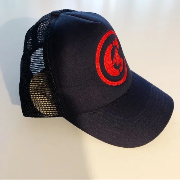 NWOT WATERMAN C4 Slate Blue Red Embroidered C4 Logo Snap Back Mesh Trucker Hat - Picture 3 of 13